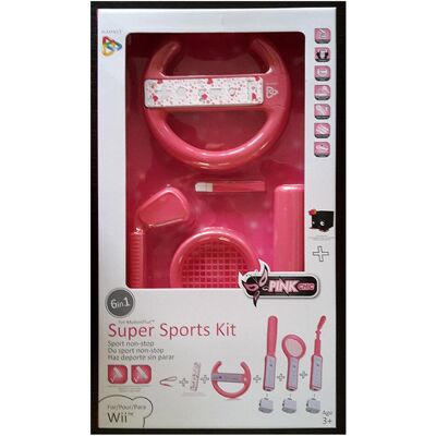 Playfect KIT 6 in 1 Super Sports Rosa WII (Wii), Gaming Controller Zubehör, Rosa Playfect KIT 6 in 1 Super Sports Rosa WII (Wii), Gaming Controller Zubehör, Rosa