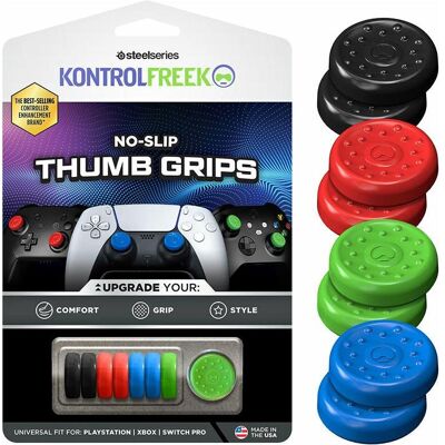 SteelSeries No-Slip Thumbgrip 8-pack - UNI (PS2, PS3, PS4, PS5, Switch, Xbox 360, Xbox One S, Xbox Series S, Xbox Series X), Gaming Controller Zubehör, Blau, Rot, Grün, Schwarz SteelSeries No-Slip Thumbgrip 8-pack - UNI (PS2, PS3, PS4, PS5, Switch, Xbox 360, Xbox One S, Xbox Series S, Xbox Series X), Gaming Controller Zubehör, Blau, Rot, Grün, Schwarz