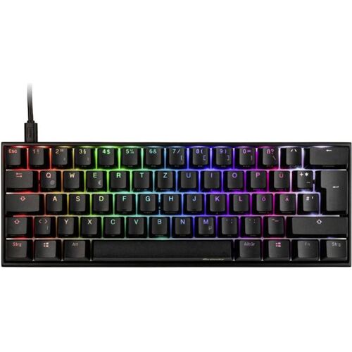 Ducky Mechanische Tastatur Mecha Mini, PBT, MX Red, RGB, DE-Layout (DE, Kabelgebunden), Tastatur, Schwarz