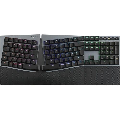 Perixx PERIBOARD-835 BR DE, kabellose RGB-beleuchtete ergonomische mechanische Tastatur - flache bra (DE, Kabellos), Tastatur, Schwarz