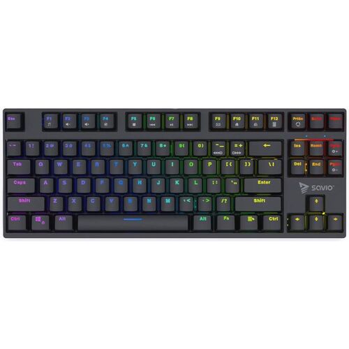 Savio Rampage Outemu Ruda Mechanische Tastatur, Anti-Ghosting, RGB, Schwarz (US), Tastatur, Schwarz