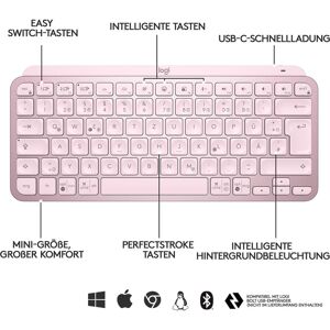 Logitech MX Keys Mini (Englisch International, Kabellos), Tastatur, Rosa Logitech MX Keys Mini (Englisch International, Kabellos), Tastatur, Rosa