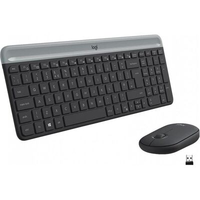 Logitech MK470 Kabellose Tastatur und Maus, Graphite Sp., US (Eng. Int., Kabellos), Tastatur, Schwarz, Grau Logitech MK470 Kabellose Tastatur und Maus, Graphite Sp., US (Eng. Int., Kabellos), Tastatur, Schwarz, Grau