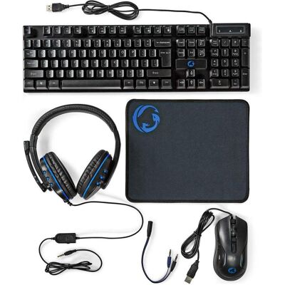 Nedis Gaming Combo Kit 5-in-1 Tastatur, Headset, Maus und Mauspad Schwarz QWERTY US-Layout (Eng. Int., Kabelgebunden), Tastatur, Schwarz Nedis Gaming Combo Kit 5-in-1 Tastatur, Headset, Maus und Mauspad Schwarz QWERTY US-Layout (Eng. Int., Kabelgebunden), Tastatur, Schwarz