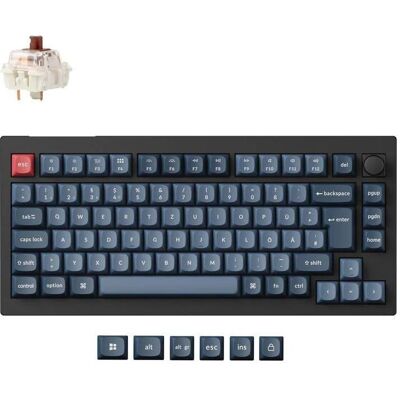 Keychron V1 Max (schwarz/blaugrau, DE-Layout, Gateron Jupiter Brown, Hot-Swap, RGB) (DE, Kabelgebunden, Kabellos), Tastatur, Schwarz, Blau Keychron V1 Max (schwarz/blaugrau, DE-Layout, Gateron Jupiter Brown, Hot-Swap, RGB) (DE, Kabelgebunden, Kabellos), Tastatur, Schwarz, Blau