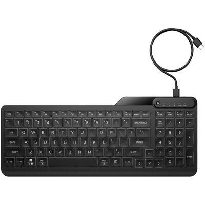 HP 405 Multi-Device Backlit Wired Keyboard (Eng. Int., Kabelgebunden), Tastatur, Schwarz HP 405 Multi-Device Backlit Wired Keyboard (Eng. Int., Kabelgebunden), Tastatur, Schwarz