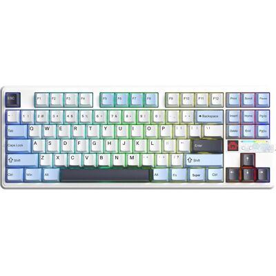 Aula Gasket F87 Pro V2 Glacier Blue Star Vector RGB Tastatur (US, Kabelgebunden, Kabellos), Tastatur, Weiss, Schwarz, Blau Aula Gasket F87 Pro V2 Glacier Blue Star Vector RGB Tastatur (US, Kabelgebunden, Kabellos), Tastatur, Weiss, Schwarz, Blau