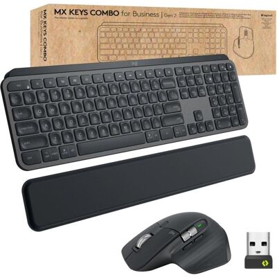 Logitech MX Keys Combo for Business Gen 2 (US, Kabellos), Tastatur, Grau, Schwarz Logitech MX Keys Combo for Business Gen 2 (US, Kabellos), Tastatur, Grau, Schwarz