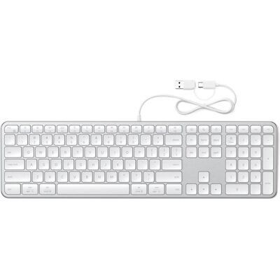Satechi Slim LX3 Kabelgebundene Tastatur – USB A und C – QWERTY – Für Mac und Windows – Silber (US, Kabelgebunden), Tastatur, Silber Satechi Slim LX3 Kabelgebundene Tastatur – USB A und C – QWERTY – Für Mac und Windows – Silber (US, Kabelgebunden), Tastatur, Silber