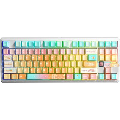 Aula Gasket F87 Pro V2 Orange Soda Kailh Meteorite Ice Cream RGB Tastatur (US, Kabelgebunden, Kabellos), Tastatur, Orange Aula Gasket F87 Pro V2 Orange Soda Kailh Meteorite Ice Cream RGB Tastatur (US, Kabelgebunden, Kabellos), Tastatur, Orange