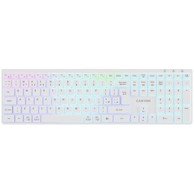 Canyon Computertastatur Tastatur HKB-W11 UK/US RGB Dual Mode Wireless Weiss (US, Kabellos), Tastatur, Weiss Canyon Computertastatur Tastatur HKB-W11 UK/US RGB Dual Mode Wireless Weiss (US, Kabellos), Tastatur, Weiss