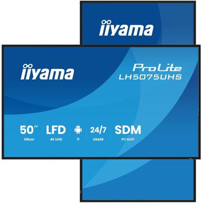 IIYAMA 50" 3840x2160, UHD VA panel, Haze 25%, 5 (3840 x 2160 Pixel, 49.50"), Digital Signage, Schwarz IIYAMA 50" 3840x2160, UHD VA panel, Haze 25%, 5 (3840 x 2160 Pixel, 49.50"), Digital Signage, Schwarz