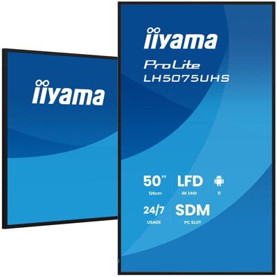 IIYAMA 50" 3840x2160, UHD VA panel, Haze 25%, 5 (3840 x 2160 Pixel, 49.50"), Digital Signage, Schwarz IIYAMA 50" 3840x2160, UHD VA panel, Haze 25%, 5 (3840 x 2160 Pixel, 49.50"), Digital Signage, Schwarz
