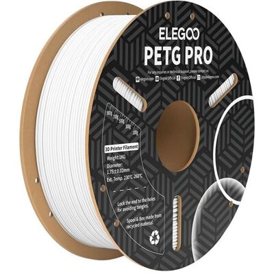 Elegoo PETG Pro Filament (White) (PETG, 1.75 mm, 1000 g), 3D Filament, Weiss Elegoo PETG Pro Filament (White) (PETG, 1.75 mm, 1000 g), 3D Filament, Weiss