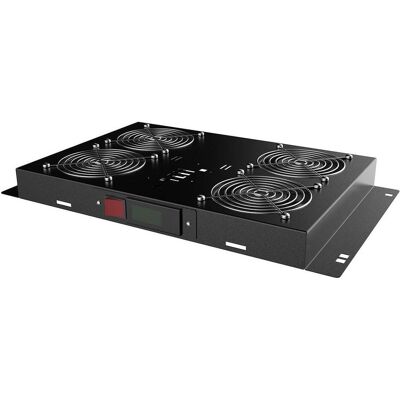 Rockstable 1HE 19 Zoll Rack Lüftereinheit mit 4 Lüfter - digitale Temperatursteuerung RSPL19-FTDT4, Serverschrank Zubehör, Schwarz Rockstable 1HE 19 Zoll Rack Lüftereinheit mit 4 Lüfter - digitale Temperatursteuerung RSPL19-FTDT4, Serverschrank Zubehör, Schwarz