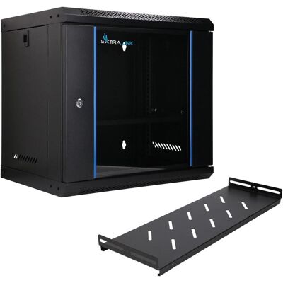 Extralink LITE 9U 530X400 WANDMONTIERTER RACKMOUNT-SCHRANK SCHWARZ (9 HE, 19 Zoll Rack), Serverschrank, Schwarz Extralink LITE 9U 530X400 WANDMONTIERTER RACKMOUNT-SCHRANK SCHWARZ (9 HE, 19 Zoll Rack), Serverschrank, Schwarz
