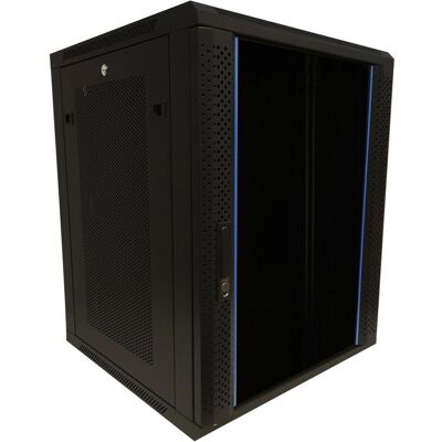 Dsit 15 HE Serverschrank, 19” Wandgehäuse mit Glastür und Perforierte Seitenwände (BxTxH) 600 x 600 x 77 (15 HE, 19 Zoll Rack), Serverschrank, Schwarz Dsit 15 HE Serverschrank, 19” Wandgehäuse mit Glastür und Perforierte Seitenwände (BxTxH) 600 x 600 x 77 (15 HE, 19 Zoll Rack), Serverschrank, Schwarz