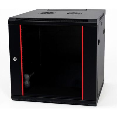 Danicom Baseline 9U Wandschrank mit Glastür 600x600x500mm (BxTxH) (9 HE, 19 Zoll Rack), Serverschrank, Schwarz Danicom Baseline 9U Wandschrank mit Glastür 600x600x500mm (BxTxH) (9 HE, 19 Zoll Rack), Serverschrank, Schwarz