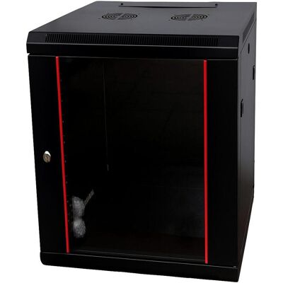 Danicom Baseline 15U Wandschrank mit Glastür 600x600x770mm (BxTxH) (15 HE, 19 Zoll Rack), Serverschrank, Schwarz Danicom Baseline 15U Wandschrank mit Glastür 600x600x770mm (BxTxH) (15 HE, 19 Zoll Rack), Serverschrank, Schwarz