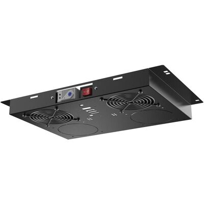 Rockstable 1HE 19 Zoll Rack Lüftereinheit mit 2 Lüfter - manuelle Temperatursteuerung RSPL19-FT2, Serverschrank Zubehör, Schwarz Rockstable 1HE 19 Zoll Rack Lüftereinheit mit 2 Lüfter - manuelle Temperatursteuerung RSPL19-FT2, Serverschrank Zubehör, Schwarz