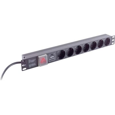 Helos 48,30cm (19"") Steckdosenleiste PROFESSIONAL, 7-fach, schwarz, 2,0m, mit Schalter 48,30cm (19"") PDU, USV Zubehör Helos 48,30cm (19"") Steckdosenleiste PROFESSIONAL, 7-fach, schwarz, 2,0m, mit Schalter 48,30cm (19"") PDU, USV Zubehör
