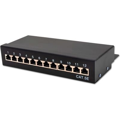 XtendLan 10" 12 portů černý / Patch panel / Cat5e / STP / 1U / LSA, Server Zubehör, Schwarz XtendLan 10" 12 portů černý / Patch panel / Cat5e / STP / 1U / LSA, Server Zubehör, Schwarz