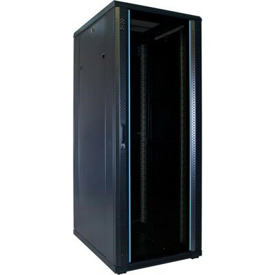 Dsit 32 HE 19” Serverschrank, mit Glastür (BxTxH) 600 x 800 x 1600mm (32 HE, 19 Zoll Rack), Serverschrank, Schwarz Dsit 32 HE 19” Serverschrank, mit Glastür (BxTxH) 600 x 800 x 1600mm (32 HE, 19 Zoll Rack), Serverschrank, Schwarz