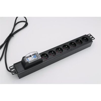 XtendLan 19" rozvodný panel 7x 230V, ČSN, s nadproudovým jističem/vypínačem-ADV, 1,8 m, Server Zubehör, Schwarz XtendLan 19" rozvodný panel 7x 230V, ČSN, s nadproudovým jističem/vypínačem-ADV, 1,8 m, Server Zubehör, Schwarz