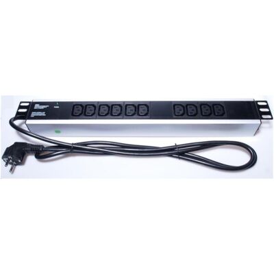 PremiumCord Power Panel für 19" Rack 1,5U, 10xIEC (C13), 2m Kabel, Serverschrank Zubehör, Schwarz PremiumCord Power Panel für 19" Rack 1,5U, 10xIEC (C13), 2m Kabel, Serverschrank Zubehör, Schwarz