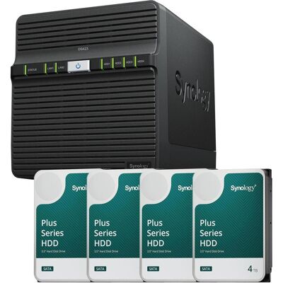 Synology DiskStation DS423 4 Einschübe NAS-Server Leergehäuse + 4x Plus 3.5"" SATA 6Gb/... (4 x 4 TB), NAS, Schwarz Synology DiskStation DS423 4 Einschübe NAS-Server Leergehäuse + 4x Plus 3.5"" SATA 6Gb/... (4 x 4 TB), NAS, Schwarz