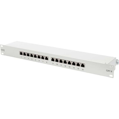 Digitus CAT 6 Klasse E Patch Panel geschirmt 16-Port RJ45 8P8C LSA 1HE Rack Mount Farbe Grau RAL 7035, Server Zubehör, Grau Digitus CAT 6 Klasse E Patch Panel geschirmt 16-Port RJ45 8P8C LSA 1HE Rack Mount Farbe Grau RAL 7035, Server Zubehör, Grau