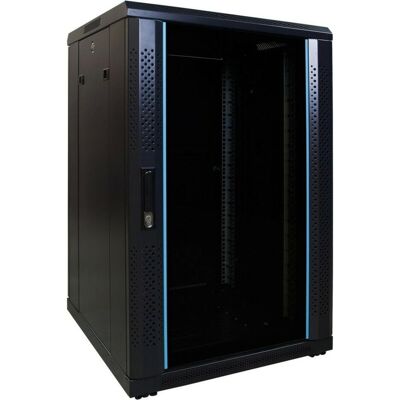 Dsit 18 HE 19” Serverschrank, mit Glastür (BxTxH) 600 x 600 x 1000mm (18 HE, 19 Zoll Rack), Serverschrank, Schwarz Dsit 18 HE 19” Serverschrank, mit Glastür (BxTxH) 600 x 600 x 1000mm (18 HE, 19 Zoll Rack), Serverschrank, Schwarz