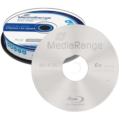 MediaRange Blu-ray Rohling BD-R Dual Layer, 10er-Spindel (10x), Optischer Datenträger MediaRange Blu-ray Rohling BD-R Dual Layer, 10er-Spindel (10x), Optischer Datenträger