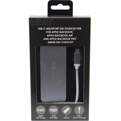 Minix NEO-S2GR USB-C-Multiport-Adapter mit Solid State Drive (SSD) 240 GB im Lieferumfang enthalten (0.24 TB), Externe SSD Minix NEO-S2GR USB-C-Multiport-Adapter mit Solid State Drive (SSD) 240 GB im Lieferumfang enthalten (0.24 TB), Externe SSD