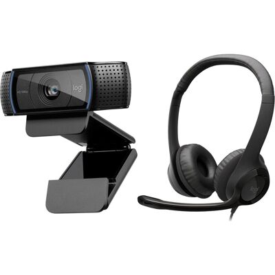Morele Kamera internetowa Logitech C920 HD Pro (960-001055) + H390 (981-000406), Webcam, Schwarz Morele Kamera internetowa Logitech C920 HD Pro (960-001055) + H390 (981-000406), Webcam, Schwarz