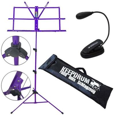 keepdrum MUS2FL Notenständer Lila mit Leuchte, Notenständer, Violett keepdrum MUS2FL Notenständer Lila mit Leuchte, Notenständer, Violett