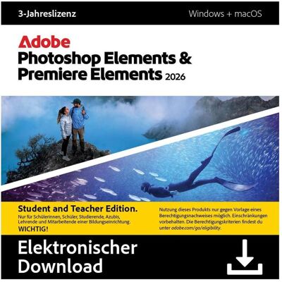 Adobe Photoshop & Premiere Elements 2026 Student & Teacher Edition für Mac OS & Windows Adobe Photoshop & Premiere Elements 2026 Student & Teacher Edition für Mac OS & Windows
