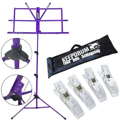 keepdrum MUS2FL Notenständer Lila mit 4 Klammern, Notenständer, Violett keepdrum MUS2FL Notenständer Lila mit 4 Klammern, Notenständer, Violett