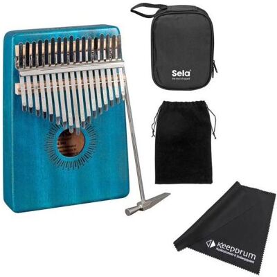 Sela SE249 Kalimba Mahagoni 17 Blau mit Tuch (Perkussion), Perkussion, Blau Sela SE249 Kalimba Mahagoni 17 Blau mit Tuch (Perkussion), Perkussion, Blau