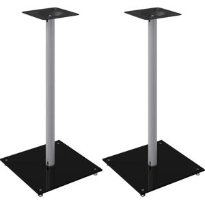 vidaXL Lautsprecherständer 2 Stk Schwarz & Silber Sicherheitsglas - Lautsprecherständer vidaXL Lautsprecherständer 2 Stk Schwarz & Silber Sicherheitsglas - Lautsprecherständer