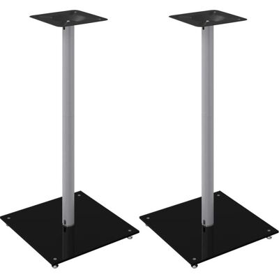 vidaXL Lautsprecherständer 2 Stk Schwarz & Silber Sicherheitsglas - Lautsprecherständer vidaXL Lautsprecherständer 2 Stk Schwarz & Silber Sicherheitsglas - Lautsprecherständer