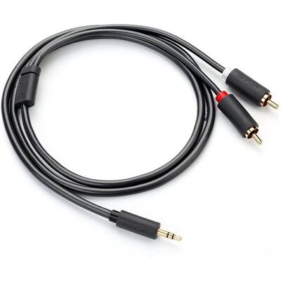 Ugreen AV102 2x RCA cable (Cinch) jack 3.5 mm 1.5m (black) (1.50 m, AUX Kabel, Cinch Kabel), Audiokabel Ugreen AV102 2x RCA cable (Cinch) jack 3.5 mm 1.5m (black) (1.50 m, AUX Kabel, Cinch Kabel), Audiokabel
