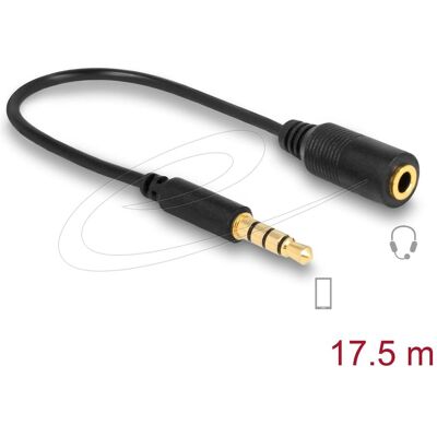 DeLock Kabel Klinke 3,5 mm 4 Pin Stecker > Klinke 3,5 mm 4 Pin Buchse (0.18 m), Audiokabel DeLock Kabel Klinke 3,5 mm 4 Pin Stecker > Klinke 3,5 mm 4 Pin Buchse (0.18 m), Audiokabel