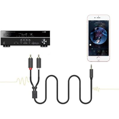 Ugreen AV102 2x RCA cable (Cinch) jack 3.5 mm 5m (black) (5 m, AUX Kabel, Cinch Kabel), Audiokabel Ugreen AV102 2x RCA cable (Cinch) jack 3.5 mm 5m (black) (5 m, AUX Kabel, Cinch Kabel), Audiokabel