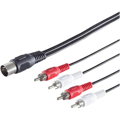 S-Conn 5-pol DIN (m) - 2x Stereo Tulp Kabel - 1,5 m - Schwarz S-Conn 5-pol DIN (m) - 2x Stereo Tulp Kabel - 1,5 m - Schwarz