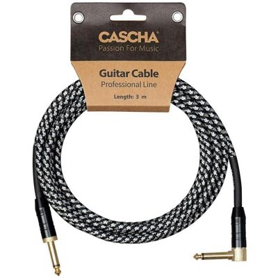 Cascha Professional Line Gitarrenkabel – abgewinkelt – Tweed Black – 3 m (3 m), Audiokabel Cascha Professional Line Gitarrenkabel – abgewinkelt – Tweed Black – 3 m (3 m), Audiokabel