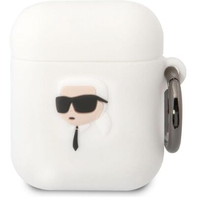 Karl Lagerfeld AirPods 1/2 Silikonhülle - Weiß - Schutzhülle Karl Lagerfeld AirPods 1/2 Silikonhülle - Weiß - Schutzhülle