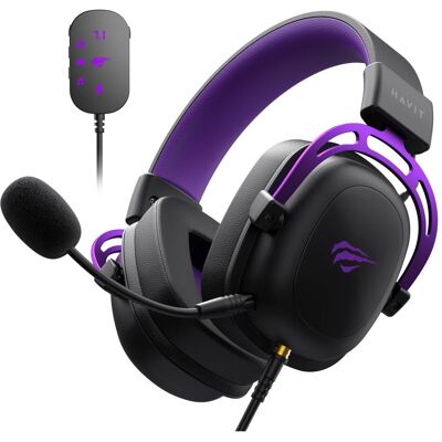 Havit H2002C+U (black+purple) (Kabelgebunden), Gaming Headset, Violett, Schwarz Havit H2002C+U (black+purple) (Kabelgebunden), Gaming Headset, Violett, Schwarz