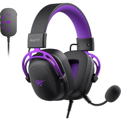 Havit H2002C+U (black+purple) (Kabelgebunden), Gaming Headset, Violett, Schwarz Havit H2002C+U (black+purple) (Kabelgebunden), Gaming Headset, Violett, Schwarz