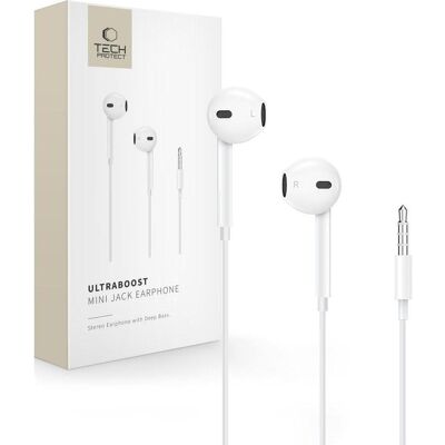 Tech-Protect Ultraboost Mini-Jack-Ohrhörer Core Weiss (Kabelgebunden), Kopfhörer, Weiss Tech-Protect Ultraboost Mini-Jack-Ohrhörer Core Weiss (Kabelgebunden), Kopfhörer, Weiss